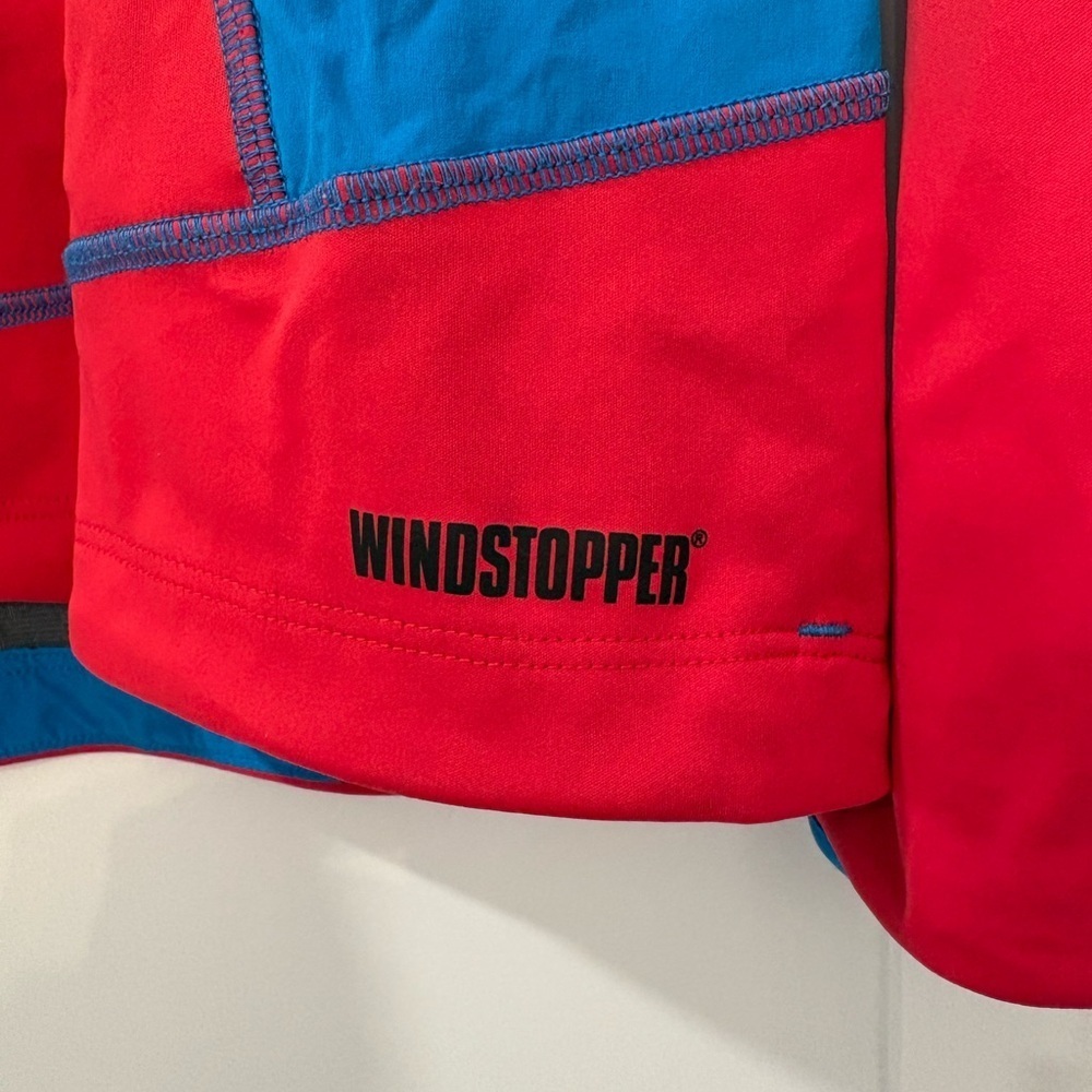 Salomon Windstopper Jacket Women Small Mont Baron Hoodie Red Blue Softshell - Picture 5 of 11